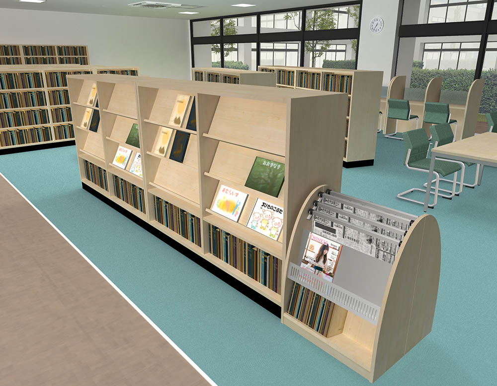 図書コーナーの3DCG